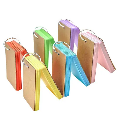 6x Revision Index Flash Record Cards Plain Coloured With Metal Binder Ring • £6.45