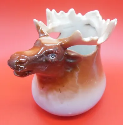 Porcelain Moose Head & Antler Rack Creamer 4½ Inches Tall 1.25 C Austria • $19.99