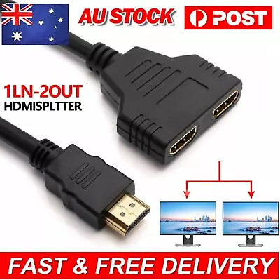 HDMI Splitter 1 Male To 2 Female Cable Port Convert Split Cable 1 In 2 Out Cable • $8.99