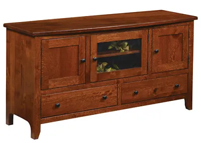 New Large 60  Amish Shaker/Mission Stickley Style Soild Quartersawn Oak TV Stand • $1032.50