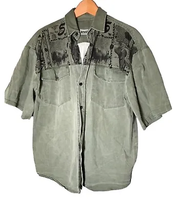 Safari Shirt Khaki Short Sleeved Shirt Mens Size XL Verity Elephants • £35