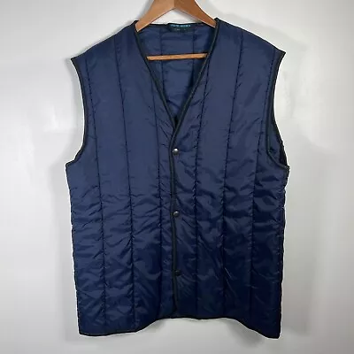 Vintage Bristol Oilskin & Overall Gilet Jacket Medium Navy Blue Made In England • £29.99