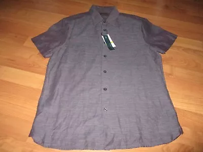 New Nwt Mens Perry Ellis Short Sleeve Purple Button Down Shirt Size M Medium • $17.99