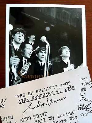 1964 BEATLES SIGNED PLAY LIST + PHOTO ED SULLIVAN SHOW AUTOGRAPHED New York City • $14.99