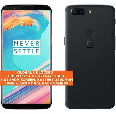 $452.19 • Buy ONEPLUS 5T 6gb/64gb 8gb/128gb Octa-Core 20mp Fingerprint 6.01  Smartphone 4g LTE