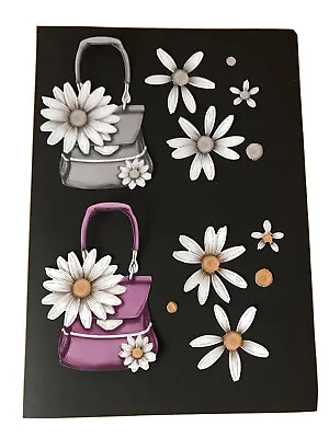2 Sets Of Carnation Craft Die Cut Daisy Découpage Handbags Remastered￼ • £2.60