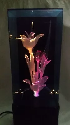 Vintage 80's Flower Color Changing Fiber Optic Lamp Floral Arrangement Music Box • $39.99