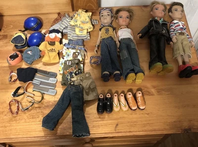 $25 • Buy Bratz Guys Boys Lot - 4 Dolls Clothes Accessories