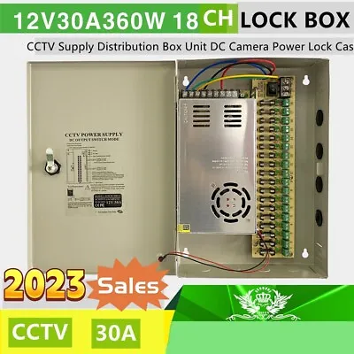 £25.98 • Buy 12V DC 18CH 30A CCTV Distribution Security Lock Box Unit Camera Power Supply Box