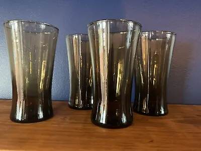 Anchor Hocking Linden 14 Oz. Mocha Tumblers Set Of 4 Amber MCM Great Shape • $19.99