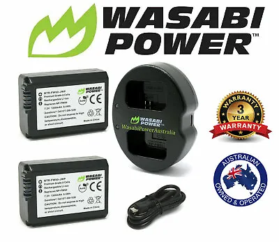 $68.50 • Buy NP-FW50 Battery Wasabi X2 + Charger For SONY Alpha A5000,A5100,A6000,A6300,A6500