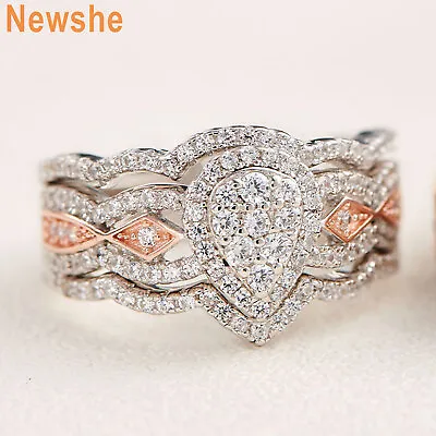 Newshe Vintage Engagement Ring Set Wedding Ring Set Rose Gold Over 925 Silver • $42.99