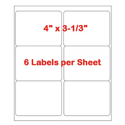 4  X 3-1/3  Laser/Ink Shipping Address Adhesive Labels 6 Per Sheet Blank 6 UP US • $304.67