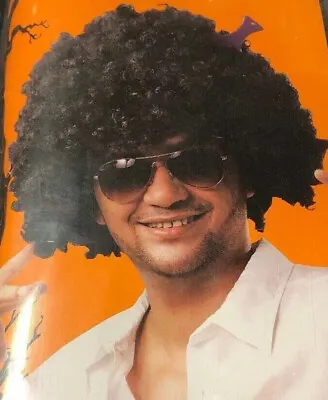 Super Afro Wig Costume Black Hair With Pick Adult Mens Womens • $14.95