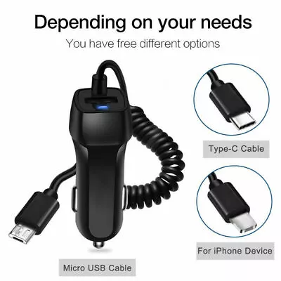 FAST Rapid Car Charger Type C Micro USB Charging For Samsung LG MOTO Cell Phone • $5.99