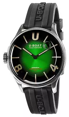 U-Boat Darkmoon Stainless Steel Green Dial Black Rubber Strap Mens Watch 9502 • $709