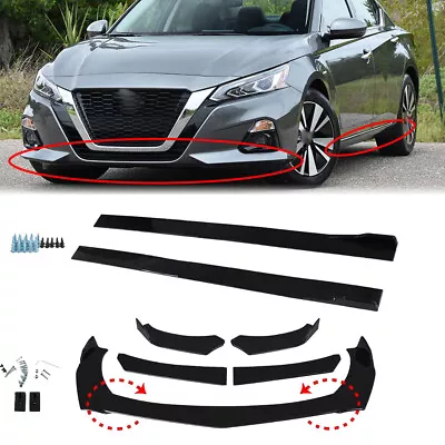 For Nissan Altima Maxima Black Front Bumper Lip Spoiler Side Skirt Splitter Kit • $66.95