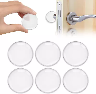 6Pcs Wall Door Handle Stopper Silicone Transparent Round Protector Self-Adhesive • £5.73