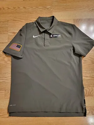 Nike Michigan State Spartans Military Salute To Service Green Polo Shirt LARGE • $20