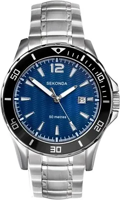 £24.99 • Buy Sekonda Mens Watch With Blue Dial And Stainless Steel Bracelet 1407