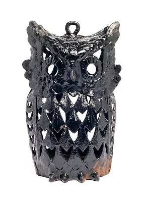 Vintage Japanese Cast Iron Owl Hanging Lantern W Candle Holder Base 11.5” • $168