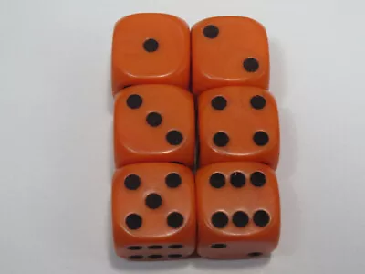 NEW Dice Set Of 6 D6 (16mm) - Opaque Orange W/black Pips • $7.22