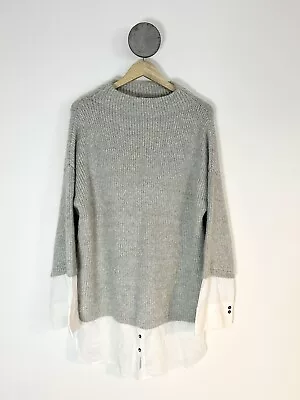 DECJUBA Women’s Jumper Grey Mohair Chunky Knit Long Sleeve Sweater Shirt Size L • $22.95