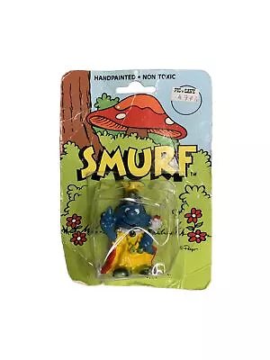 New King Gold Crown Scepter Smurf Figure Schleich Peyo Wallace Berrie 1982 Noc  • $45