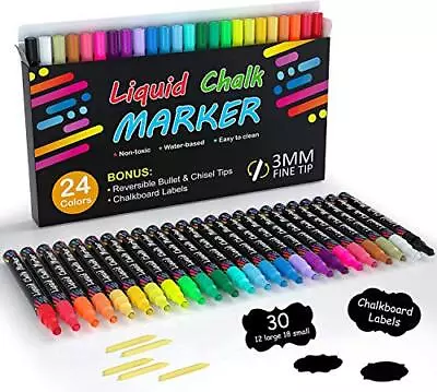 Chalk Markers 24 Vibrant Colors Liquid Chalk Markers Pens For Chalkboards W... • $26.53