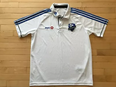 Adidas Montreal Impact MLS Team Blue Soccer Jersey Mens Sz L White Polo • $34.99