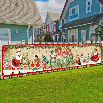 $14.25 • Buy Vintage Merry Christmas Banner Decor Indoor Outdoor Traditional Xmas Yard Sign..