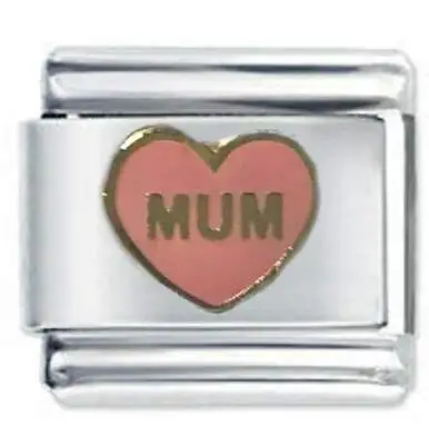 PINK MUM HEART  - Daisy Charms Compatible With Italian Modular Charm Bracelets • £4.51