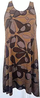 Manuhealii  Womens Sepia Brown Floral Print Sleeveless Dress Aloha Hawaiian XS • $42