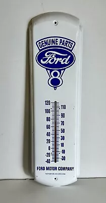 Ford Motor Co  V8 Metal Wall Thermometer White Blue 17  X 5  EXCELLENT • $29