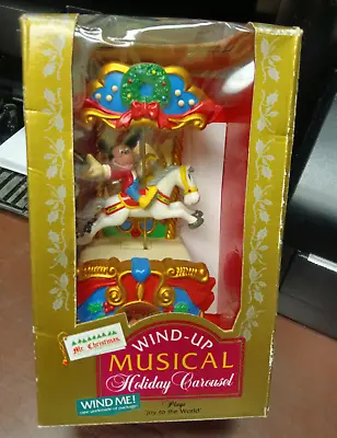 Mr Christmas Mickey Mouse Carousel Music Box Disney W/ Box 1995 Vintage VG • $44.99