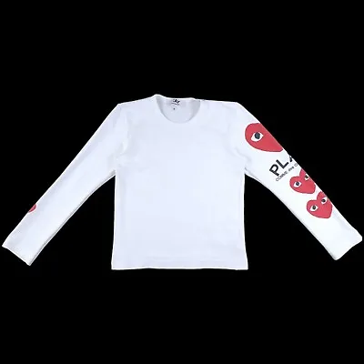£35 • Buy Comme Des Garcons CDG Play Women's White Long Sleeve Tshirt Size Small