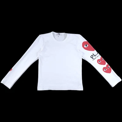 £35 • Buy Comme Des Garcons CDG Play Women's White Long Sleeve Tshirt Size Small