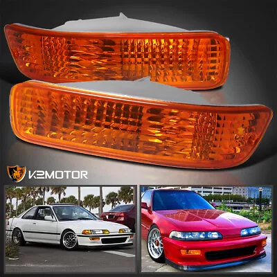 Fits 1992-1993 Acura Integra Amber Bumper Lights Signal Parking Lamps Pair 92-93 • $22.38