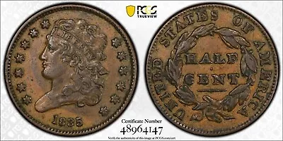 PCGS XF40 1835 Classic Head Half Cent Early Copper Colonial Collector Coin S1 • $199.99