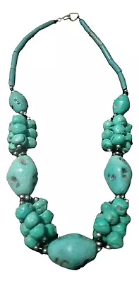 Handcrafted Moroccan African Berber Artisan Turquoise Blue Stone Necklace • $26.49