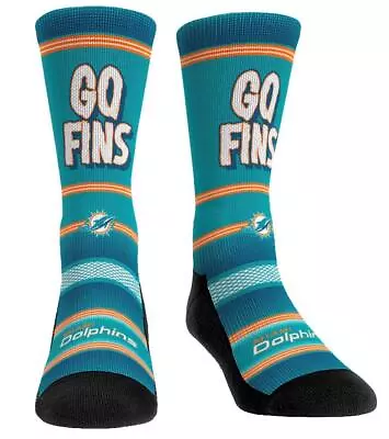 Men's Rock Em Socks Miami Dolphins GO FINS Socks Sz. L/LX 9-13 • $18.99