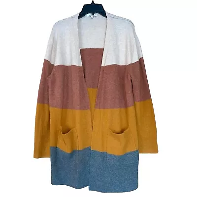 Madewell Kent Striped Cardigan Sweater L Large Wool Blend • $29