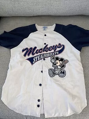 VINTAGE DISNEYLAND Steamboats Willie Mickey Mouse Baseball Jersey M • $47.50