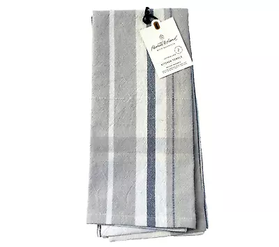 Hearth & Hand With Magnolia 2-Pack Plaid & Stripe Kitchen Towel Set - Blue/Gray • $18