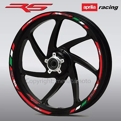 Aprilia Racing RS Motorcycle Wheel Decals Rim Stickers Set Rs50 Rs125 Rs250 Red • $36.90