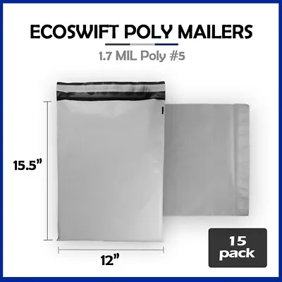 15 12x15.5 EcoSwift Poly Mailers Plastic Envelopes Shipping Mailing Bags 1.7MIL • $4.27