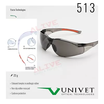 £7.39 • Buy Univet 513 Safety Glasses Anti- Scratch Anti-Fog UV Protection Sporty Spectacles