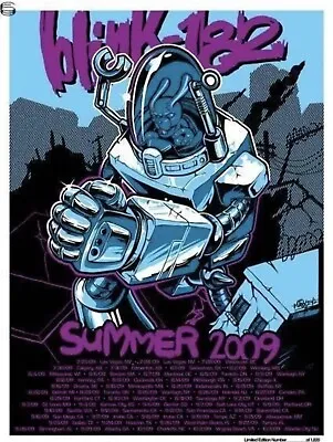 RARE BLINK 182 2009 Tour Poster Print NEW NEVER UNROLLED Travis Barker Hoppus • $2500