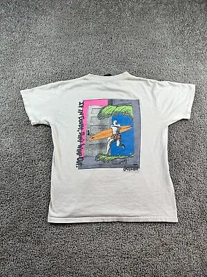 VINTAGE 80s Gotcha Surfboards Shirt Mens Large Beige Blue Dont Wimp Out 1987 • $62.99