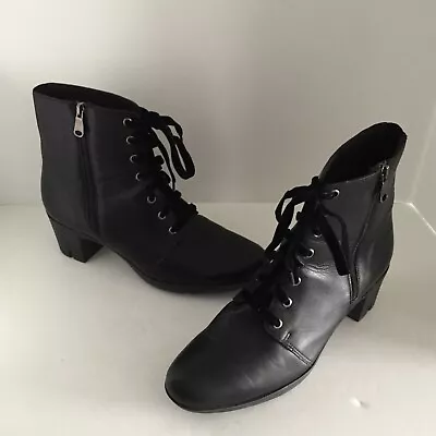 Munro Women Brittie Ankle Boots Leather Booties Round Toe Velvet Laces 11.5M EUC • $74.99